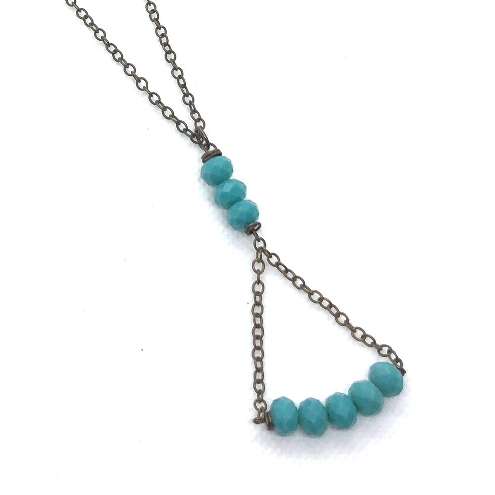 Vintage Boho Feel Turquoise Beaded Y Necklace - Picture 2 of 5